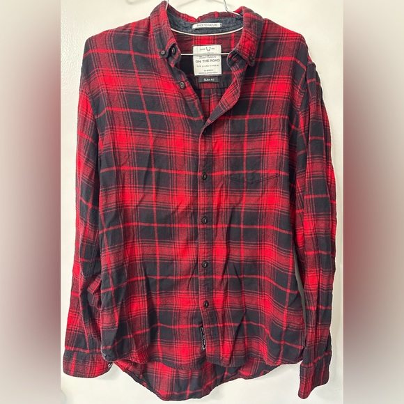 On the Road- men’s plaid flannel button shirt - Picture 1 of 4